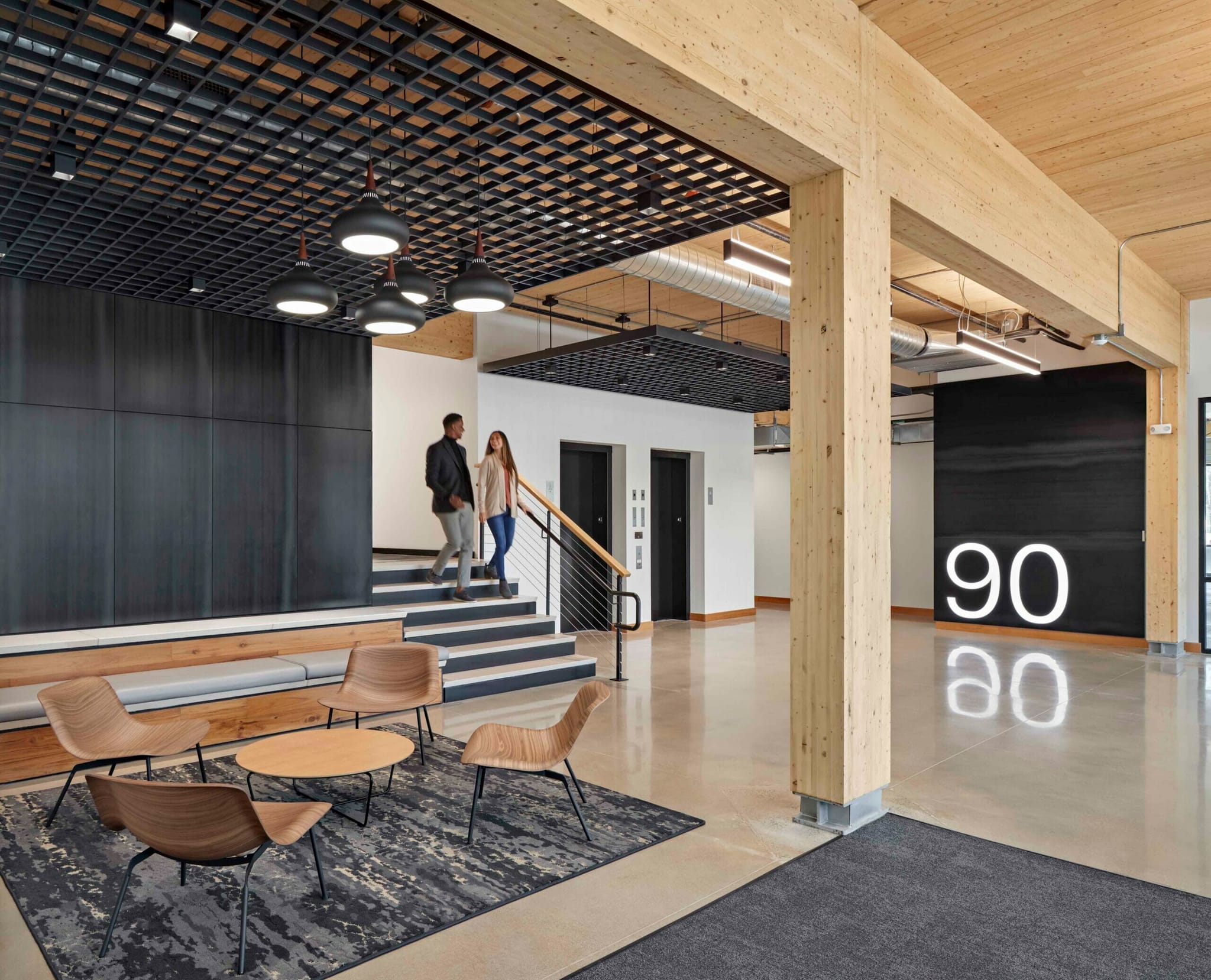 Sustainable interior with mass timber
