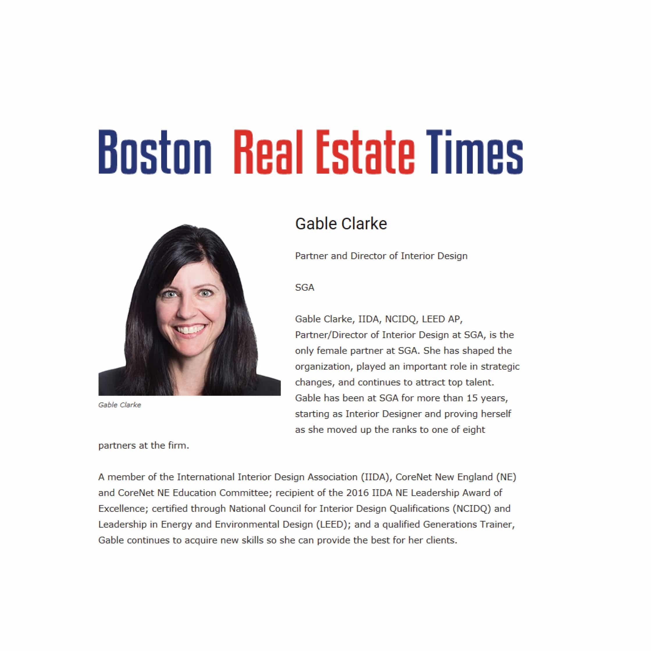 Gable Clarke Recognized in Boston Real Estate Times' 10 Outstanding Women of 2019